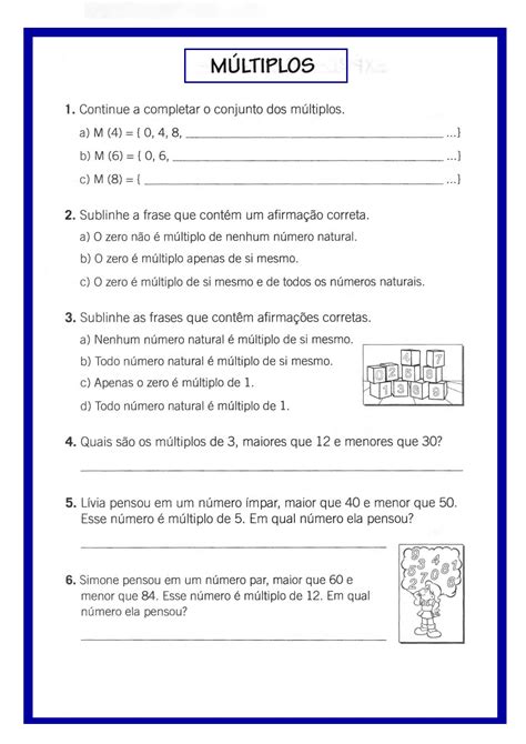 atividades multiplos e divisores 5 ano